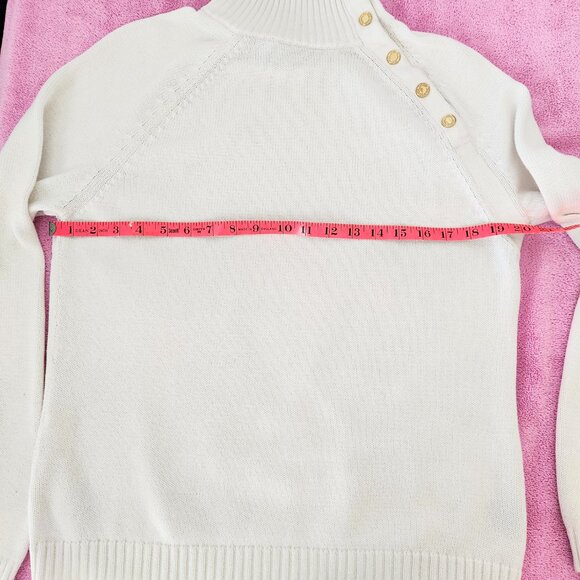 Women's Ralph Lauren White Gold Button Mock Turtleneck Sweater Size XL - Picture 7 of 16